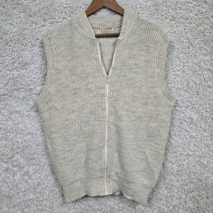 Vintage L.L. Bean High Trek Yarn Vest Mens L Oatmeal Wool Blend Zip Gorpcore